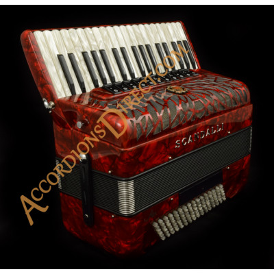 Scandalli Air I 37 key 96 bass 4 voice red piano accordion. Midi options available.